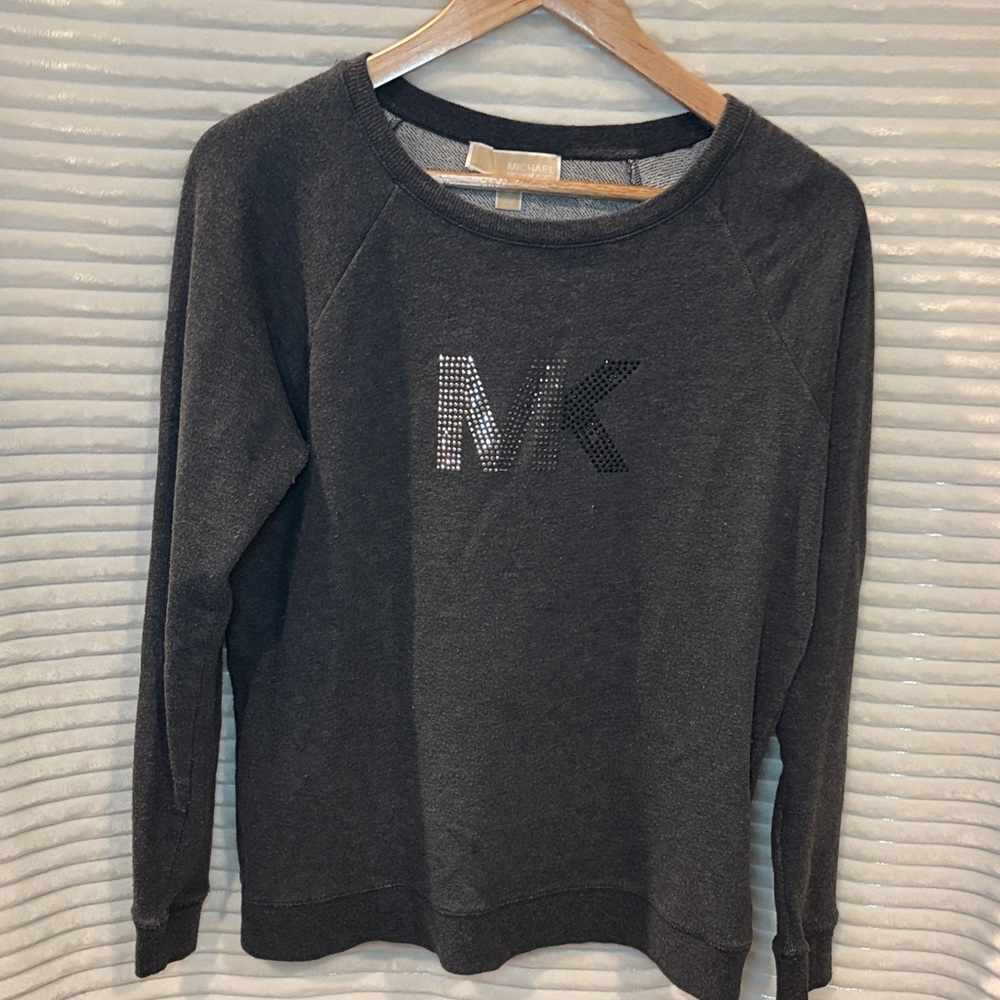 Michael Kors Women’s Charcoal Sweatshirt with MK Embellishment